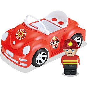 Carrinho supercar bombeiro c/boneco - monte libano (unidade)