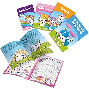 Quebra-cabeca madeira unicornio 24pcs c/4 livros - brinc. de crianca (unidade)