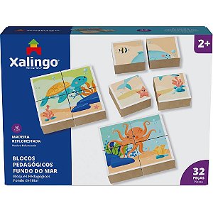 Brinquedo pedagogico madeira fundo do mar 32pecas - xalingo (unidade)
