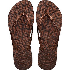 Chinelo havaianas feminino slim animals 39/0 cafe metalic - havaianas (par)