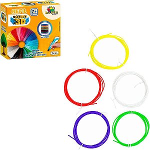 Brinquedo 3d refil p/caneta 3d c/5unidades - art brink (caixa)