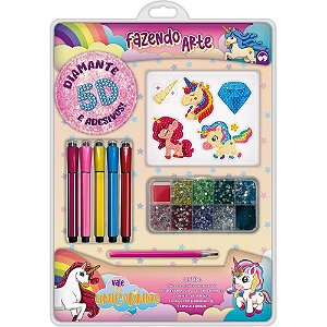 Livro brinquedo ilustrado arte diamante 5d unicornios - vale das letras (unidade)