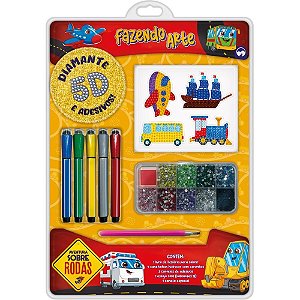 Livro brinquedo ilustrado arte diamante 5d carros - vale das letras (unidade)