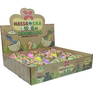 Massa de eva criativa ovo dino c/4 cores sort. 20g - make+ (dp.c/12)