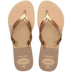 Chinelo havaianas feminino elegance print 39/0 dourado - havaianas (par)