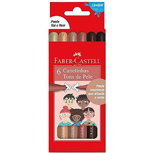 Caneta hidrografica vai e vem 6 tons de pele - faber-castell (pct.c/12)