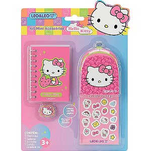 Kit escolar hello kitty mini caderno+3pcs - leonora (blister)