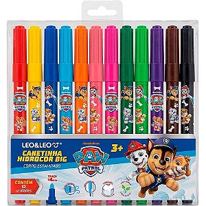 Caneta hidrografica jumbo patrulha canina 12 cores - leonora (estojo)