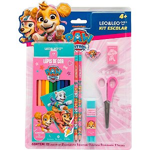Kit escolar patrulha canina 12lap.cor+6p(s - leonora (blister)
