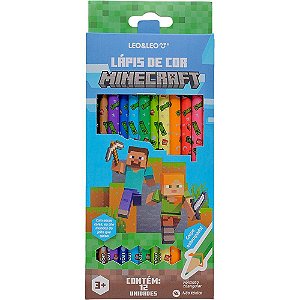 Lapis de cor triangular minecraft 12 cores - leonora (estojo)