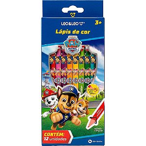Lapis de cor triangular patrulha canina 12 cores - leonora (estojo)