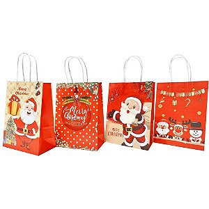 Sacola para presente natal 33x26x11cm (sortido) - v.m.p. (pct.c/12)