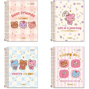 Caderno 01x1 cp.dura colegial lovvy c/pin colecion. 80fl.(sortido) - cadersil (unidade)