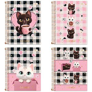 Caderno 01x1 cp.dura colegial cute cat c/pin colecion.80f(sortido) - cadersil (unidade)
