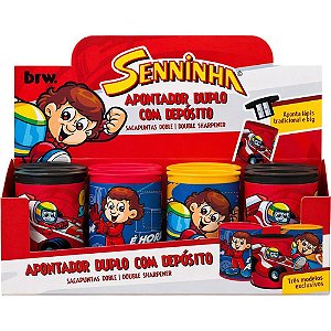 Apontador com deposito 2 furos senninha lata big/padrao 3cor. - brw (dp.c/12)