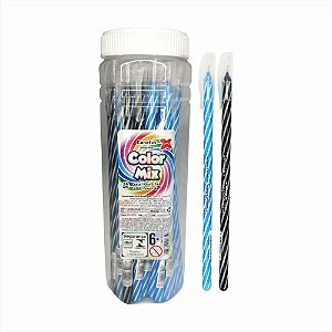 Caneta esferografica color mix 0.7mm azul e preta - make+ (pote-24)