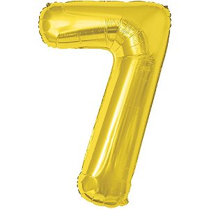 Balao metalizado numero 7 dourado 70cm. - make+ (unidade)