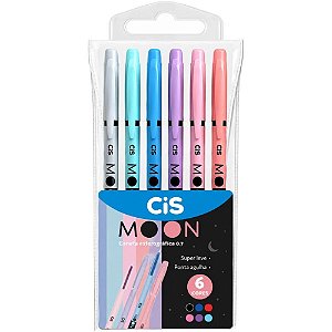Caneta esferografica cis moon 0.7mm 6 cores - sertic (pote-30)