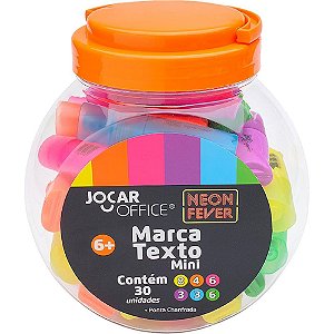 Caneta marca texto jocar mini neon 6 cores - leonora (pote-30)
