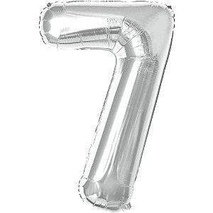 Balao metalizado numero 7 prata 70cm. - make+ (unidade)