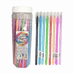 Caneta esferografica color mix 0.7mm (sortido) - make+ (pote-24)