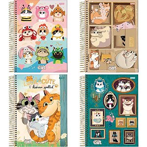 Caderno 10x1 capa dura funny cat 160fls. i.a - jandaia (pct.c/04)