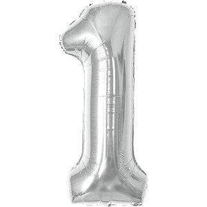 Balao metalizado numero 1 prata 70cm. - make+ (unidade)