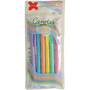Caneta esferografica retratil candy click 1.0mm - make+ (bl.c/06)