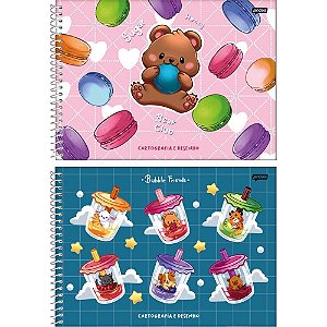 Caderno desenho univ capa dura mochi espiral 80fls. i.a - jandaia (pct.c/04)