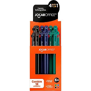 Caneta esferografica jocar 4em1 retratil 1.0mm 4cor - leonora (dp.c/18)