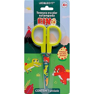 Tesoura escolar decorada dino 13cm - leonora (unidade)
