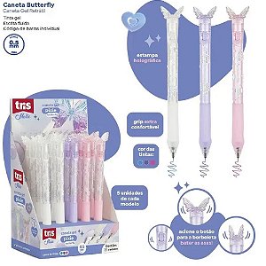 Caneta gel tris butterfly retratil 0.5mm - summit (dp.c/15)
