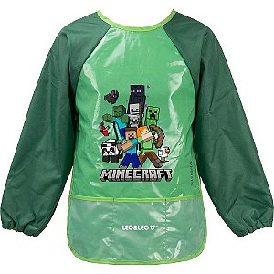 Avental escolar decorado minecraft c/manga e bolso - leonora (unidade)