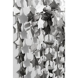 Cortina para decoracao metalizada estrela prata 1x2m - art lille (unidade)