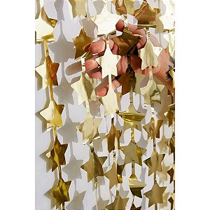 Cortina para decoracao metalizada estrela ouro 1x2m - art lille (unidade)
