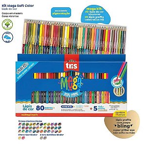 Lapis de cor sextavado mega soft color 80cores/45lapi - summit (estojo)