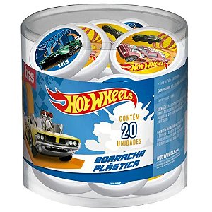 Borracha decorada hot wheels 2 modelos - summit (pote-20)