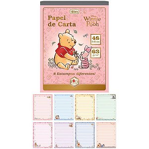Papel de carta decorado pooh 48fls 8 estampas 63g. - tilibra (pct.c/08)