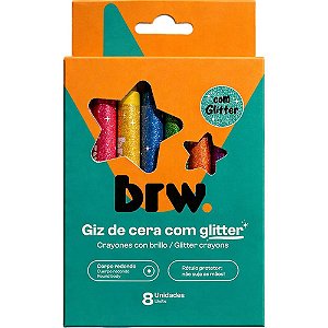 Giz de cera fino com glitter 8 cores - brw (unidade)