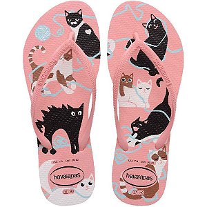 Chinelo havaianas feminino slim pets 39/0 manga rosa - havaianas (par)