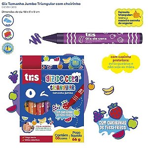 Giz de cera jumbo tris 8 cores c/cheirinho - summit (cx.c/12)