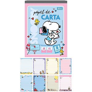 Papel de carta decorado snoopy 48fls 8 estampas 63g. - tilibra (pct.c/08)