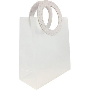 Sacola para presente lisa pvc transp/branca 16x8x18,5cm - art lille (pct.c/10)