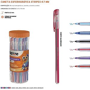 Caneta esferografica bazze stripes 0.7 6cores - summit (pote-24)