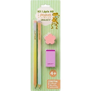 Kit escolar pastel trends hb c/04 pecas - leonora (blister)