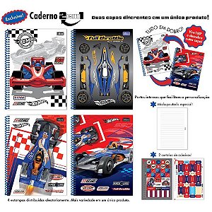 Caderno 01x1 capa dura hot wheels 80fls 2 em 1 - tilibra (pct.c/04)