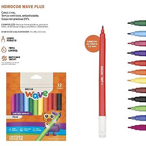 Caneta hidrografica bazze wave plus 2,0mm 12 cores - summit (cx.c/12)