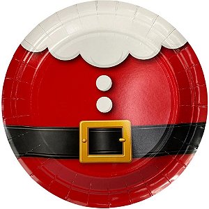 Prato de papel decorado natal papai noel 18cm - art lille (pct.c/08)