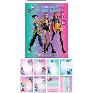 Papel de carta decorado guerreiras do k-pop 48f 8estam - tilibra (pct.c/08)