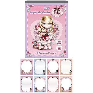 Papel de carta decorado jolie 48fls 8 estampas 63g. - tilibra (pct.c/08)
